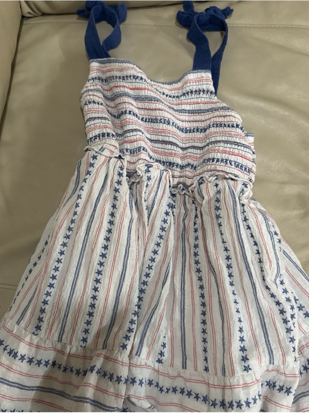 Cat & Jack White Sundress with Red and Navy Stripes